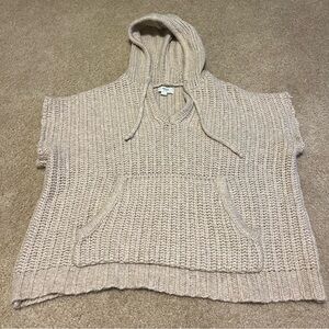 Aerie Knit Sweatshirt Short Sleeve With Hood Size XS Tan/Beige
